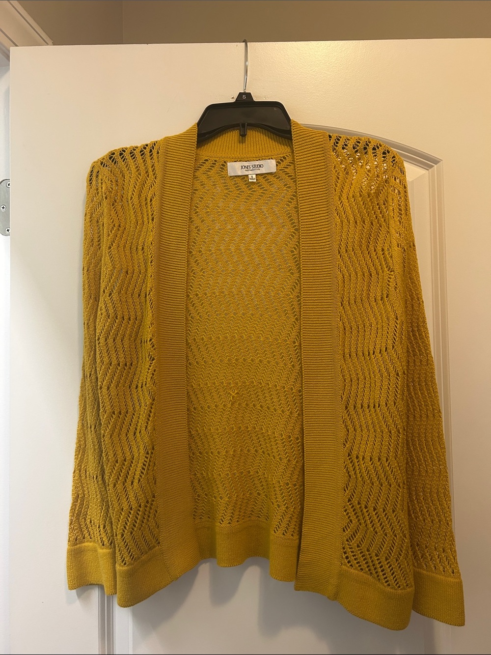 Jones Studio Mustard Open-Front Knit Cardigan